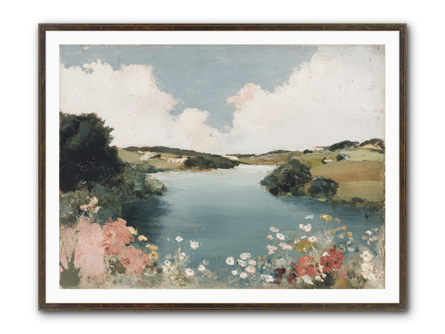 The Quiet Lake Framed Print - Slimwoods Black/Gold 48x36