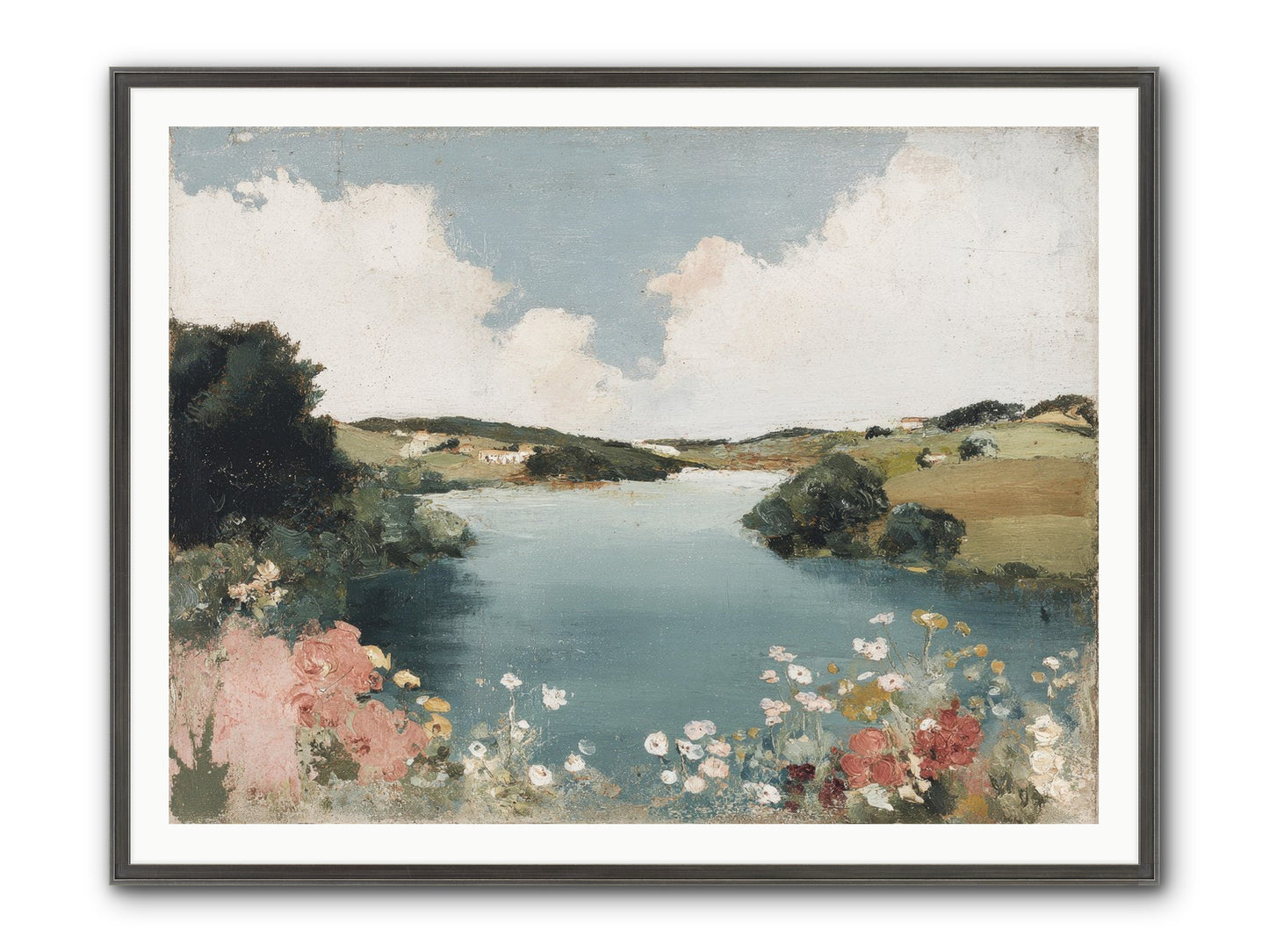 The Quiet Lake Framed Print - Slimwoods Black/Silver 48x36