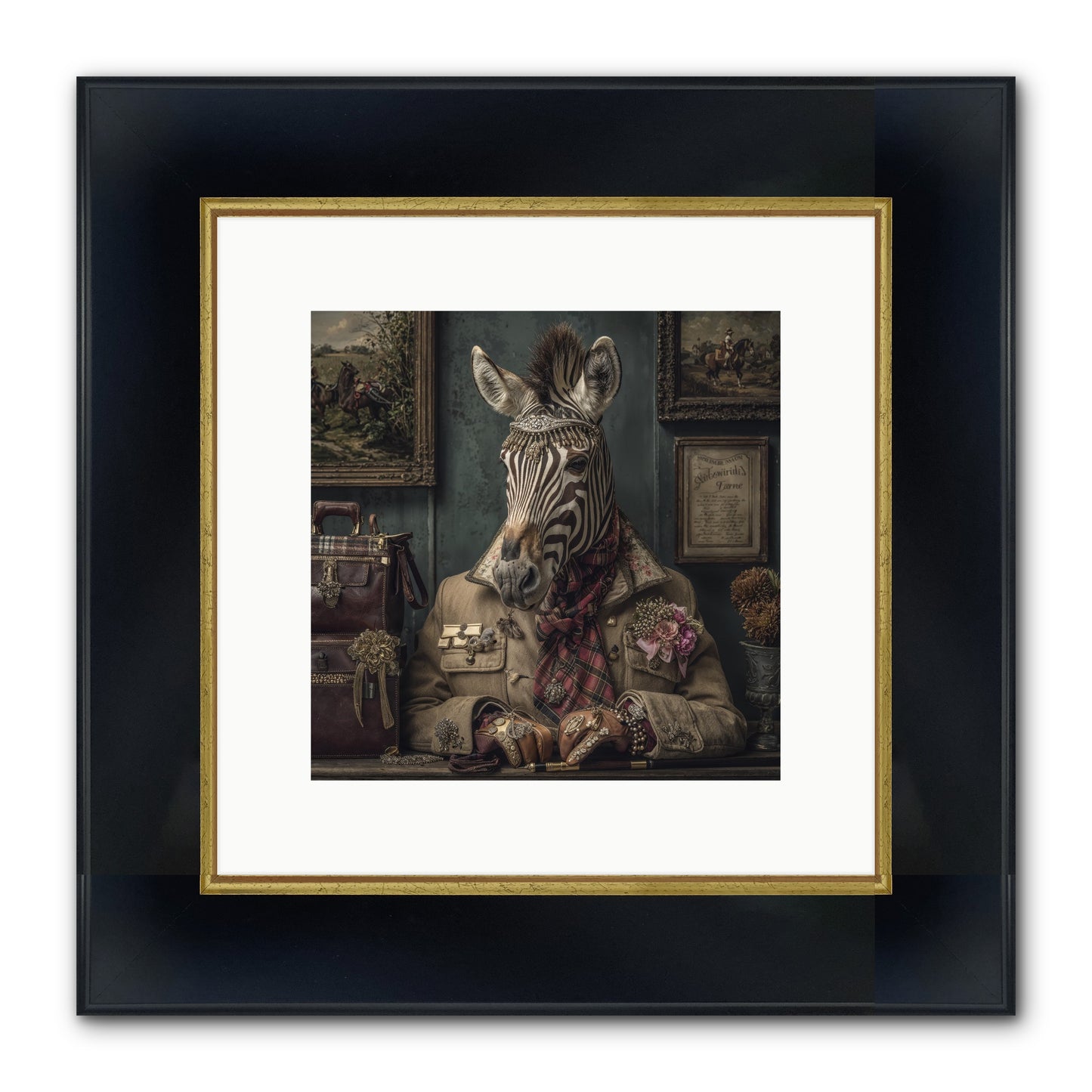 The Quiet Maps Framed Print - Wide Black w/Gold 10x10