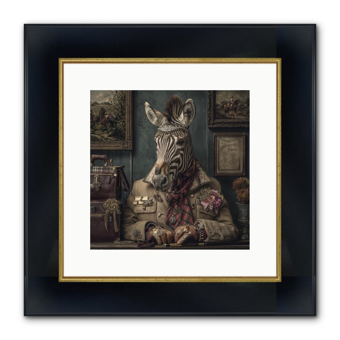 The Quiet Maps Framed Print - Wide Black w/Gold 12x12