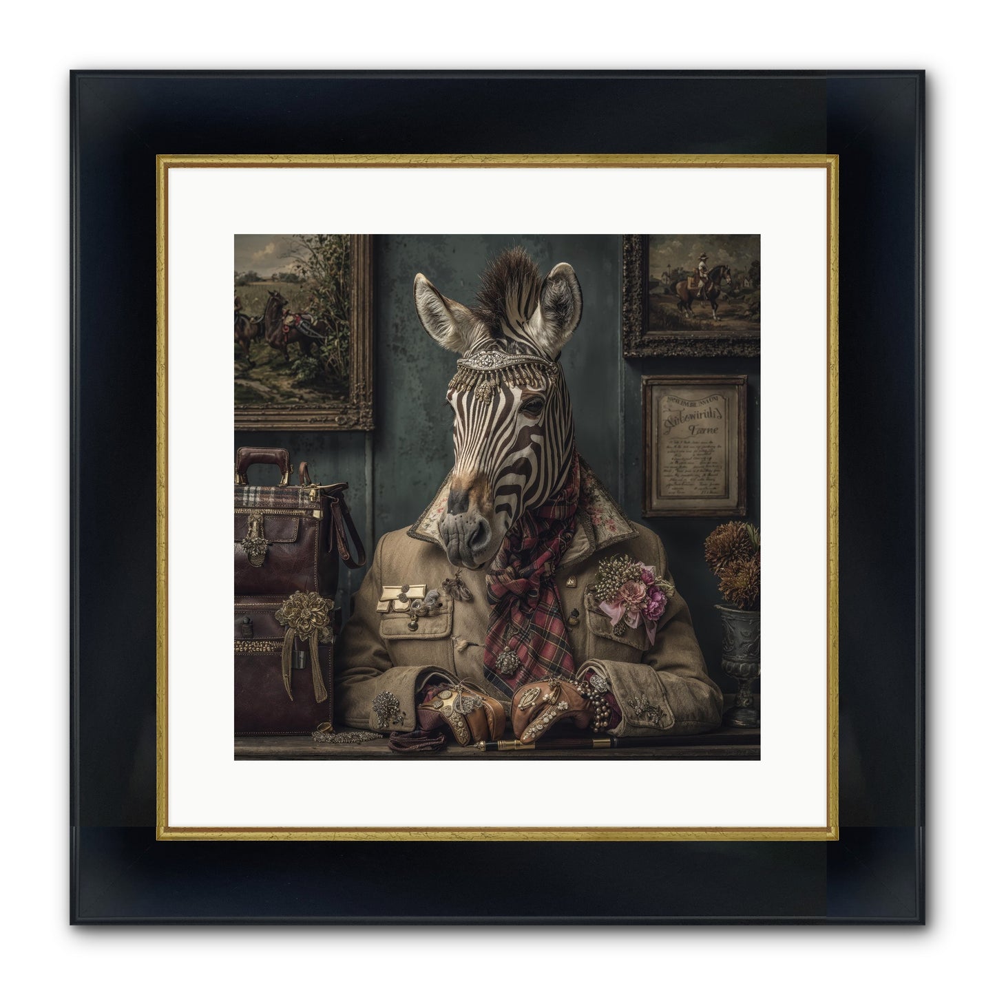 The Quiet Maps Framed Print - Wide Black w/Gold 16x16