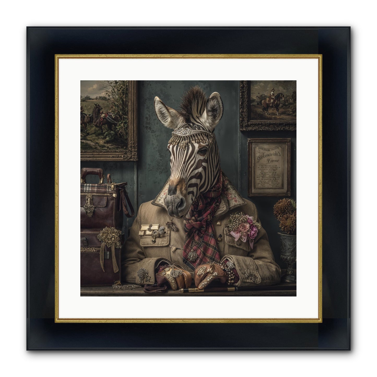The Quiet Maps Framed Print - Wide Black w/Gold 20x20