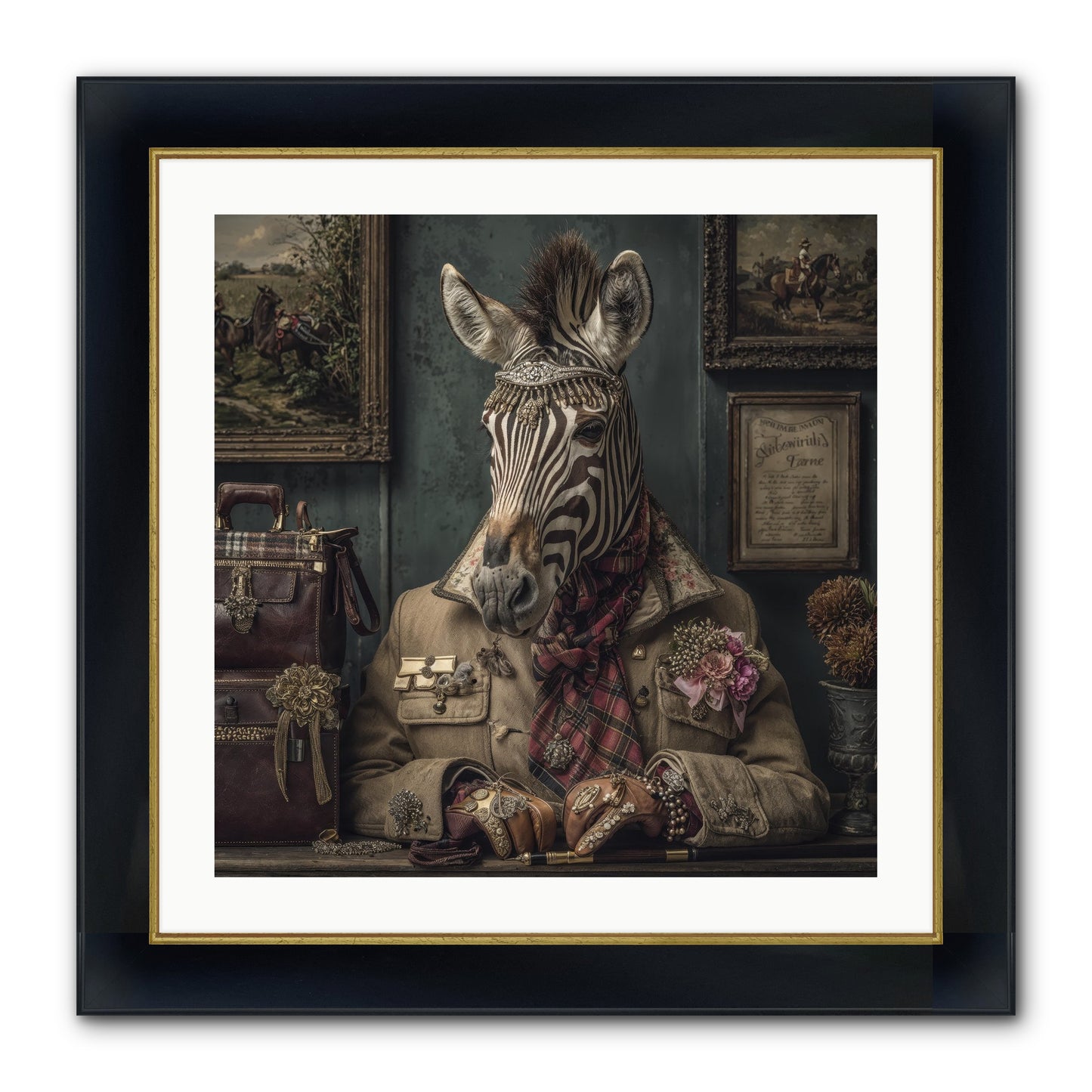 The Quiet Maps Framed Print - Wide Black w/Gold 24x24