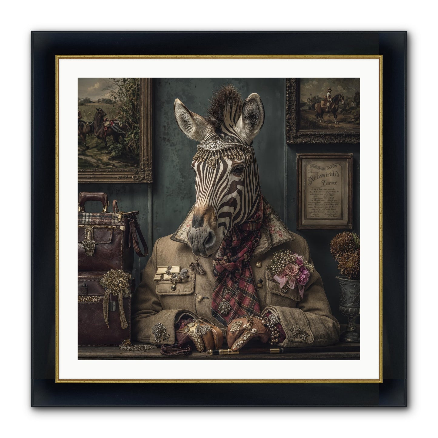 The Quiet Maps Framed Print - Wide Black w/Gold 30x30