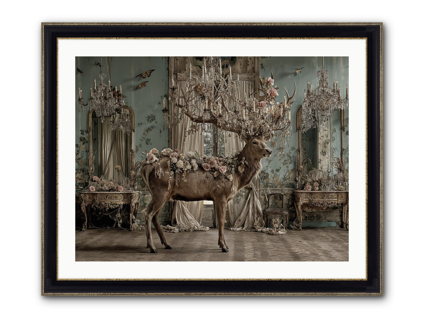 The Quiet Vine Framed Print - Black & Gold 32x24