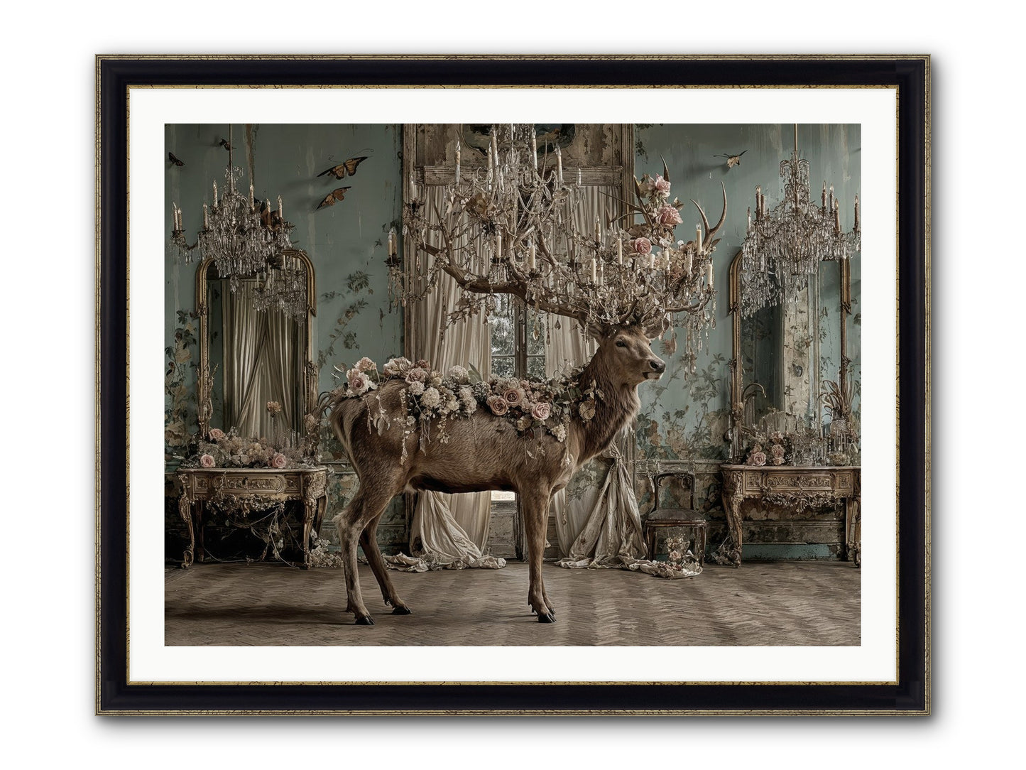 The Quiet Vine Framed Print - Black & Gold 40x30