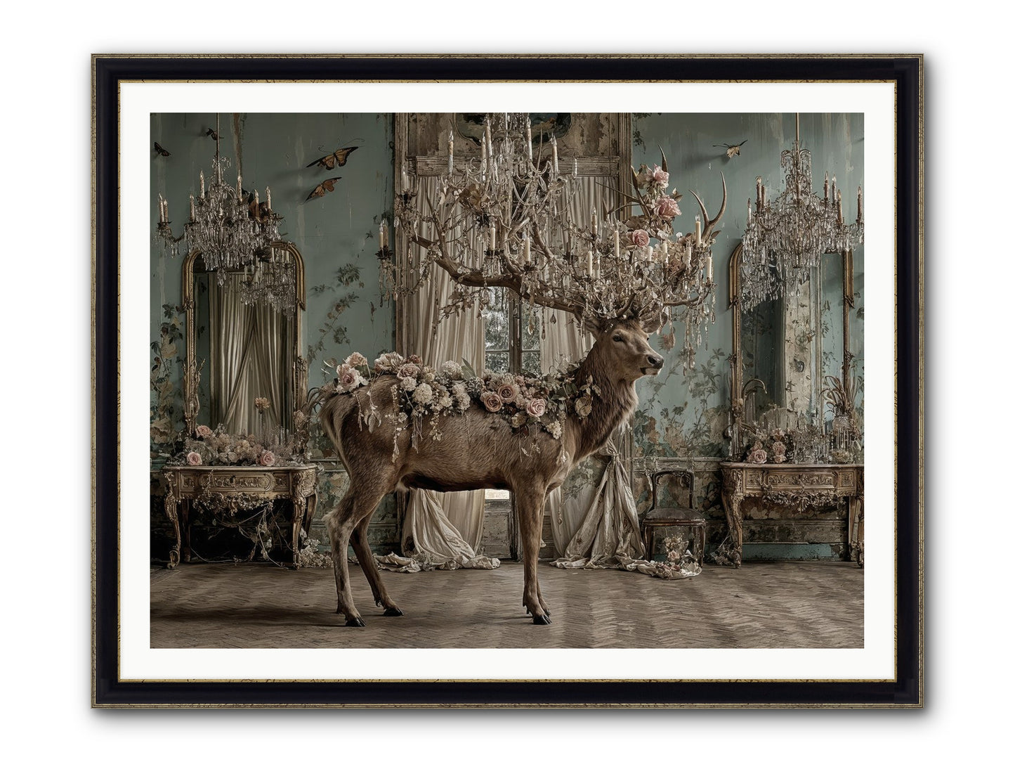 The Quiet Vine Framed Print - Black & Gold 48x36