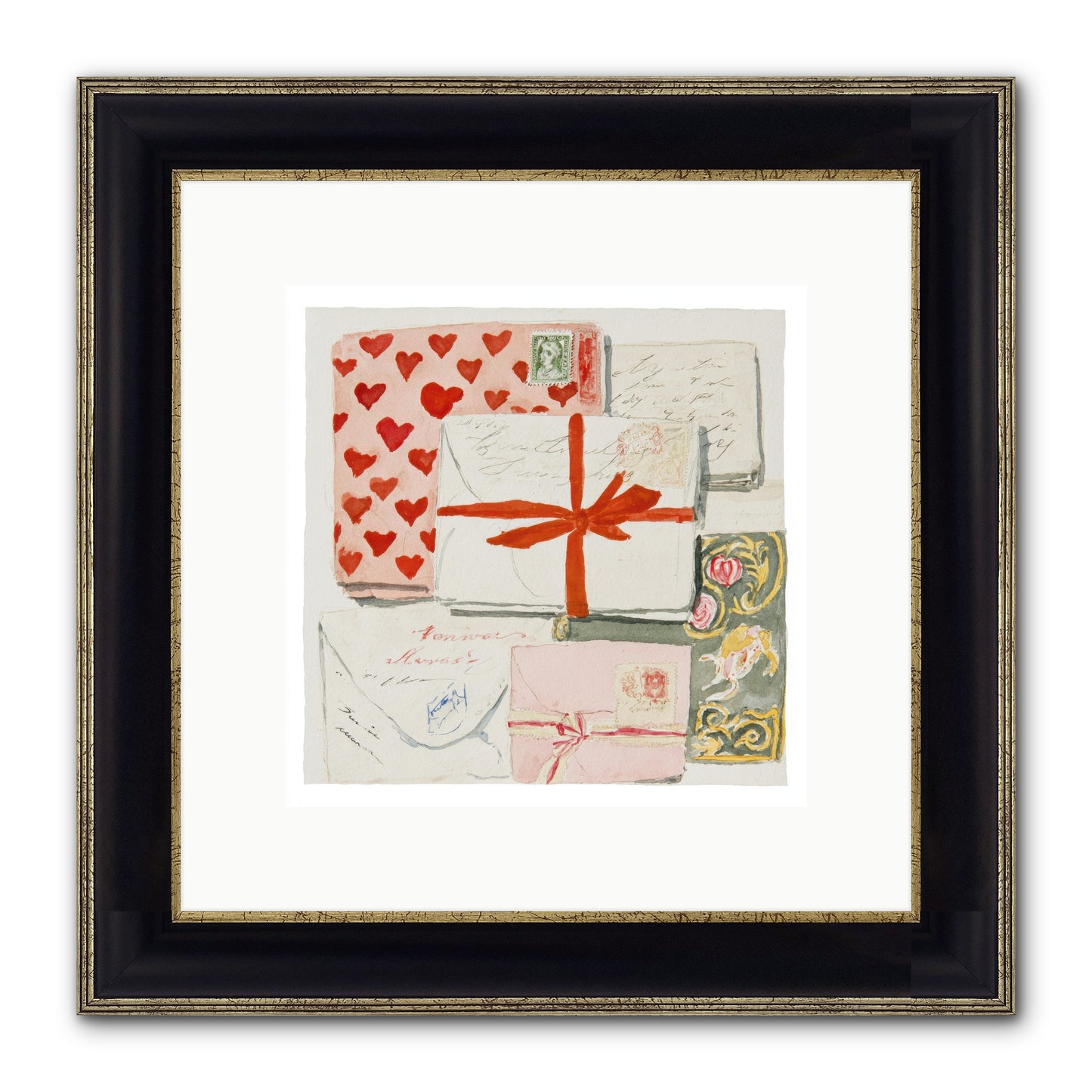 The Reading Club Of Hearts Framed Print - Black & Gold 10x10