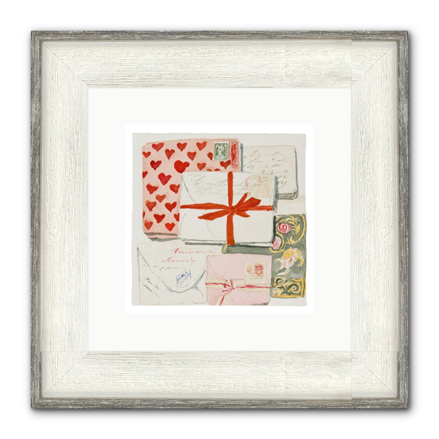 The Reading Club Of Hearts Framed Print - Driftwood White 10x10