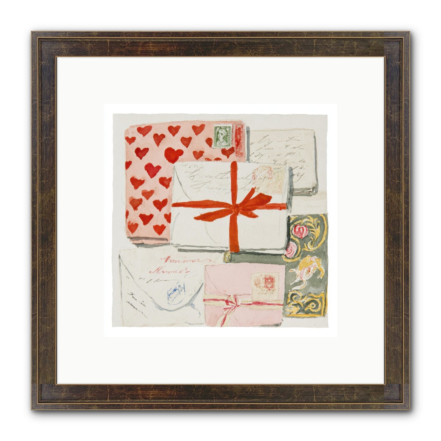 The Reading Club Of Hearts Framed Print - Slimwoods Black/Gold 10x10