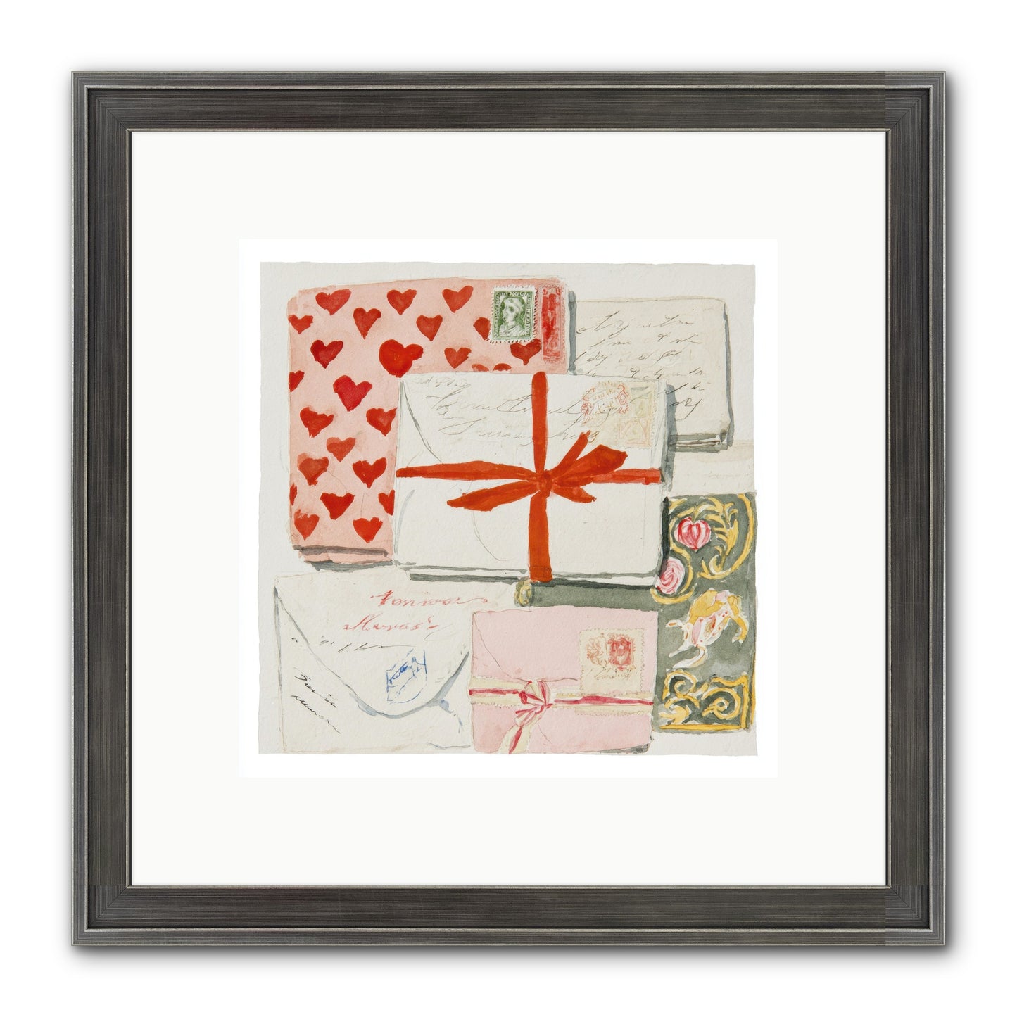 The Reading Club Of Hearts Framed Print - Slimwoods Black/Silver 10x10