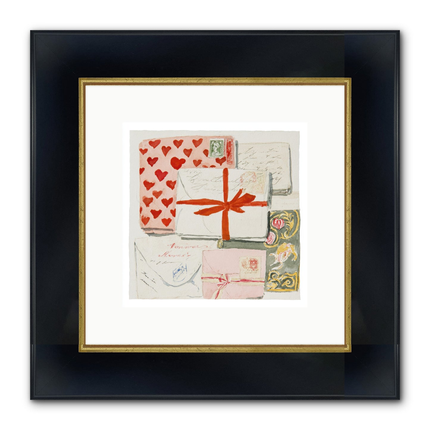 The Reading Club Of Hearts Framed Print - Wide Black w/Gold 10x10