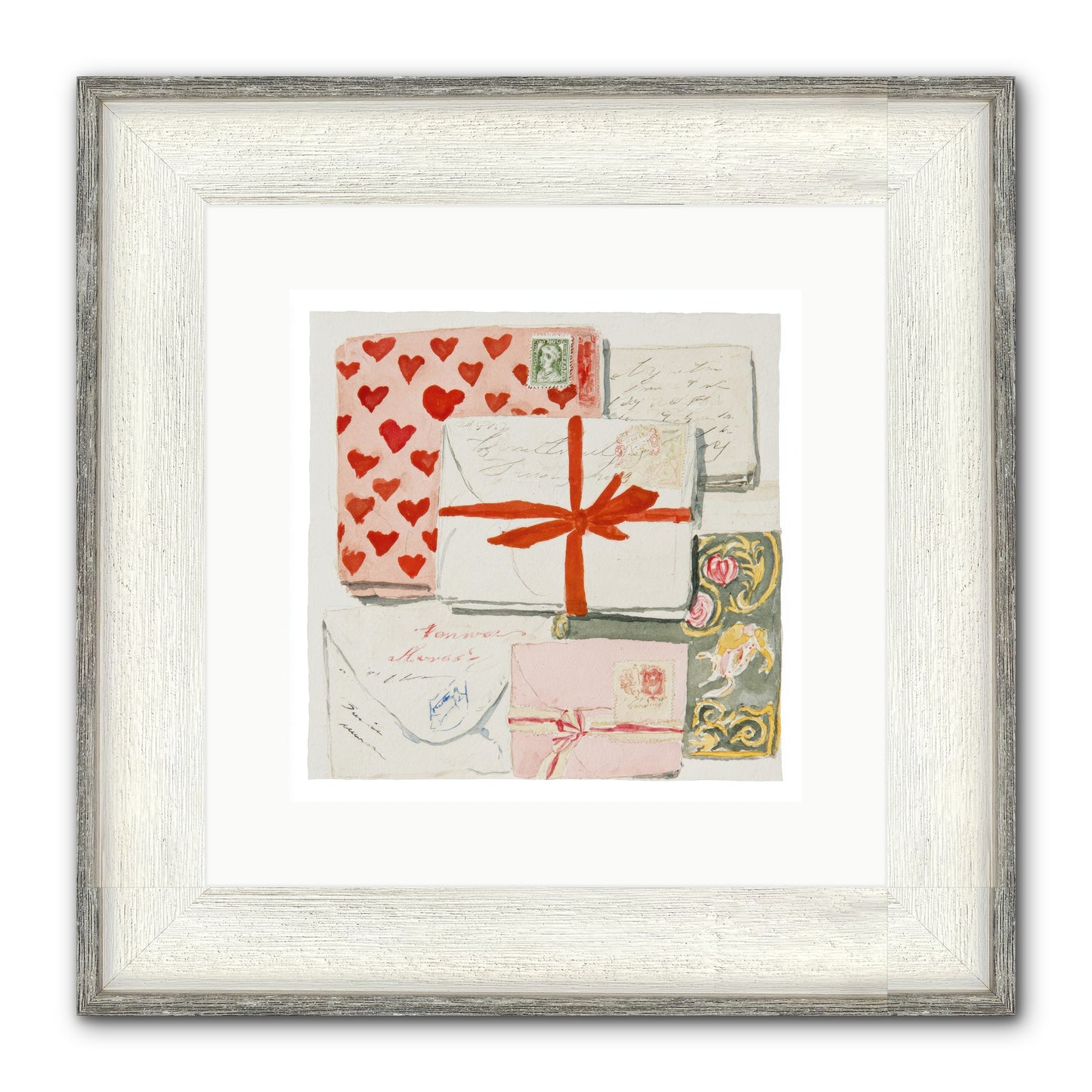 The Reading Club Of Hearts Framed Print - Driftwood White 12x12
