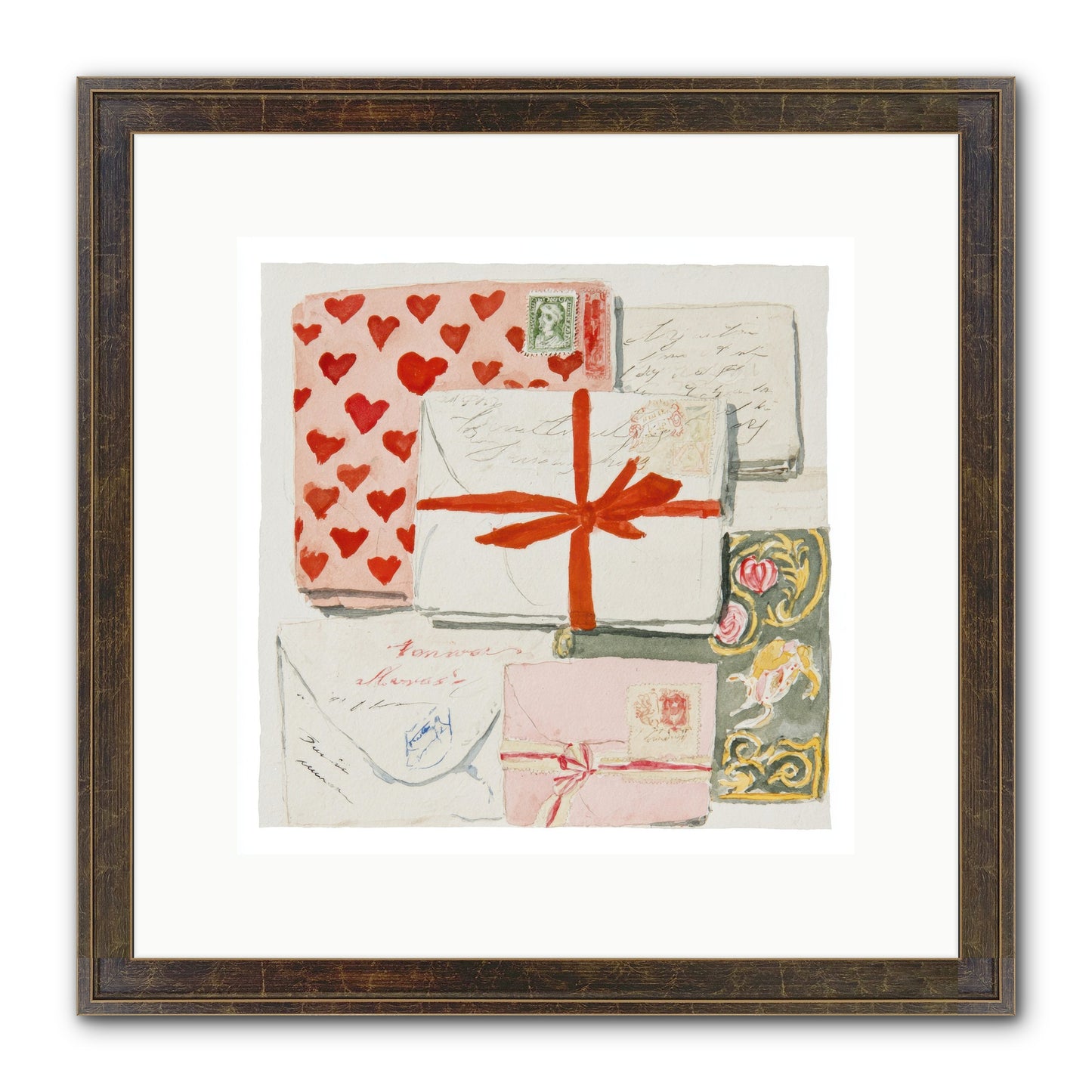 The Reading Club Of Hearts Framed Print - Slimwoods Black/Gold 12x12