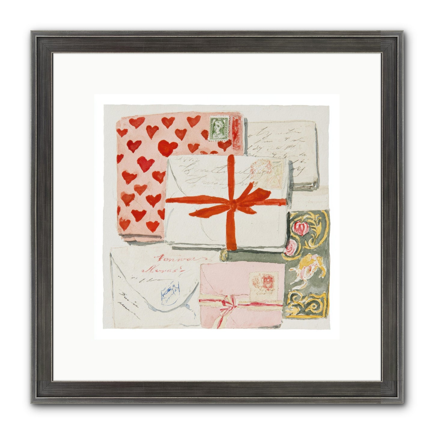 The Reading Club Of Hearts Framed Print - Slimwoods Black/Silver 12x12