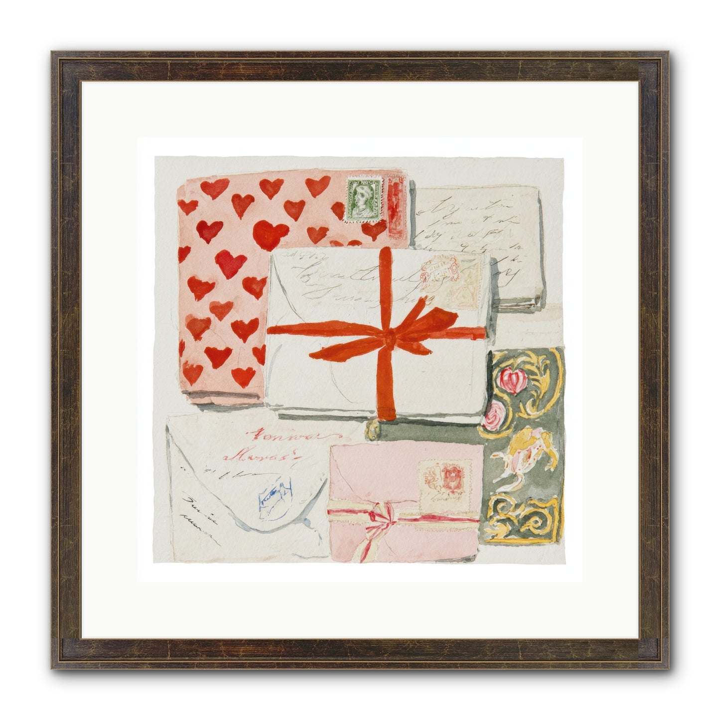 The Reading Club Of Hearts Framed Print - Slimwoods Black/Gold 16x16