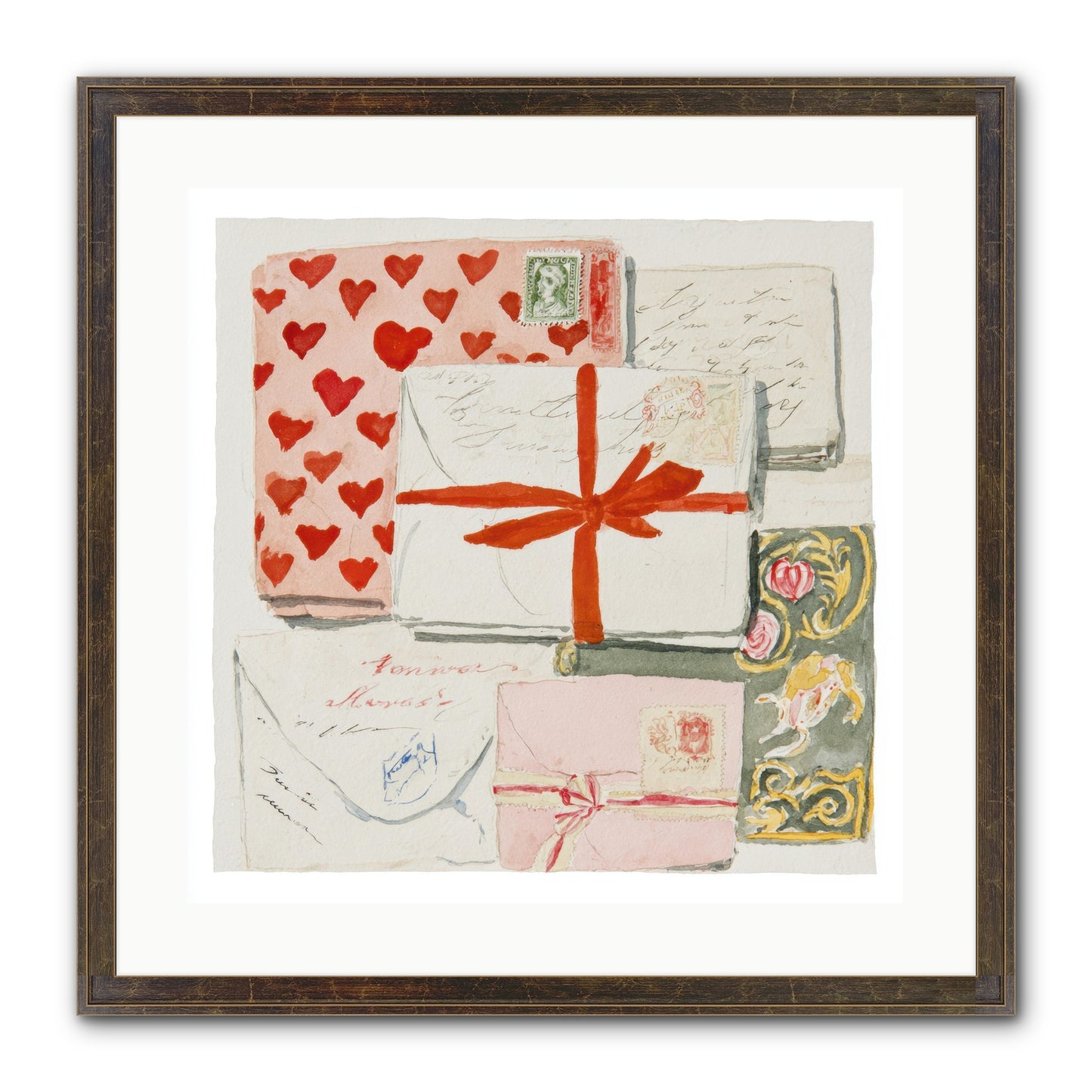 The Reading Club Of Hearts Framed Print - Slimwoods Black/Gold 20x20