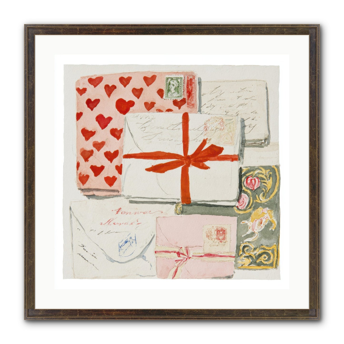 The Reading Club Of Hearts Framed Print - Slimwoods Black/Gold 24x24