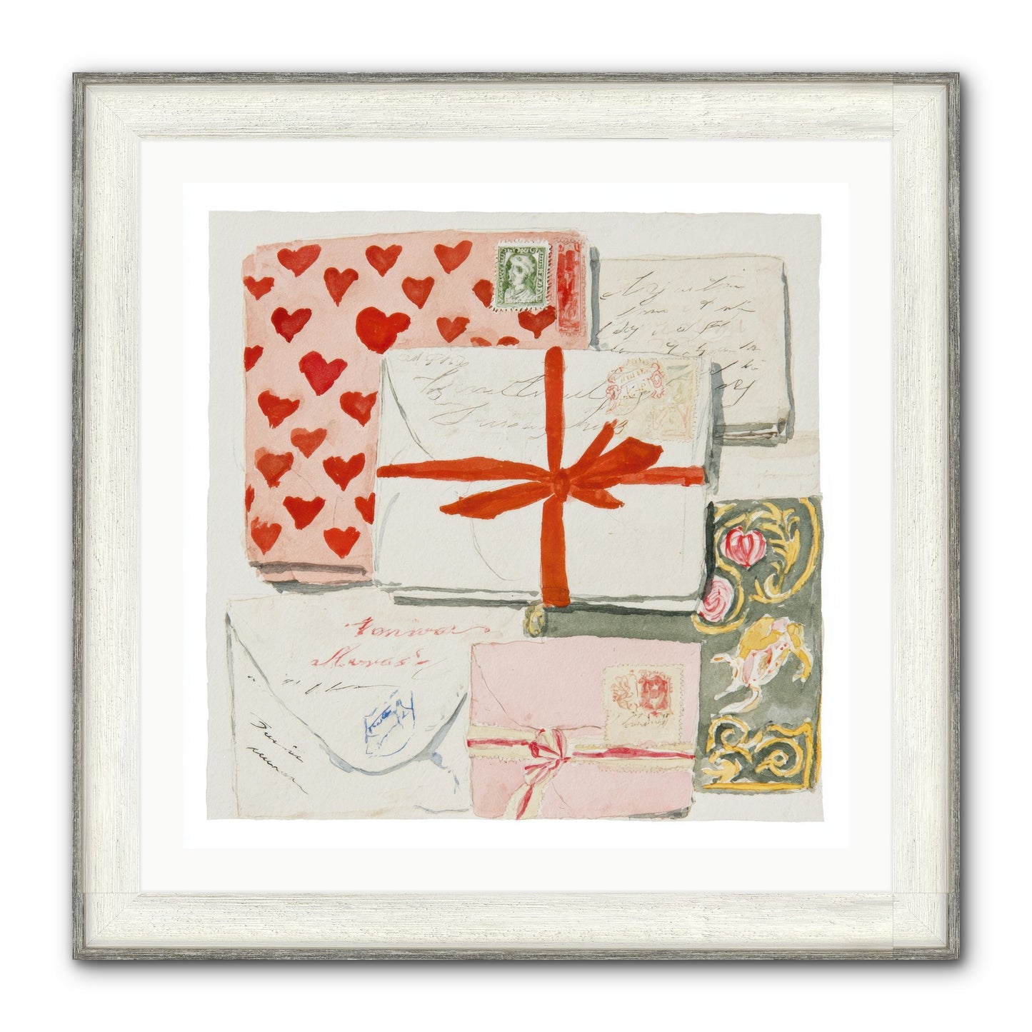 The Reading Club Of Hearts Framed Print - Driftwood White 30x30
