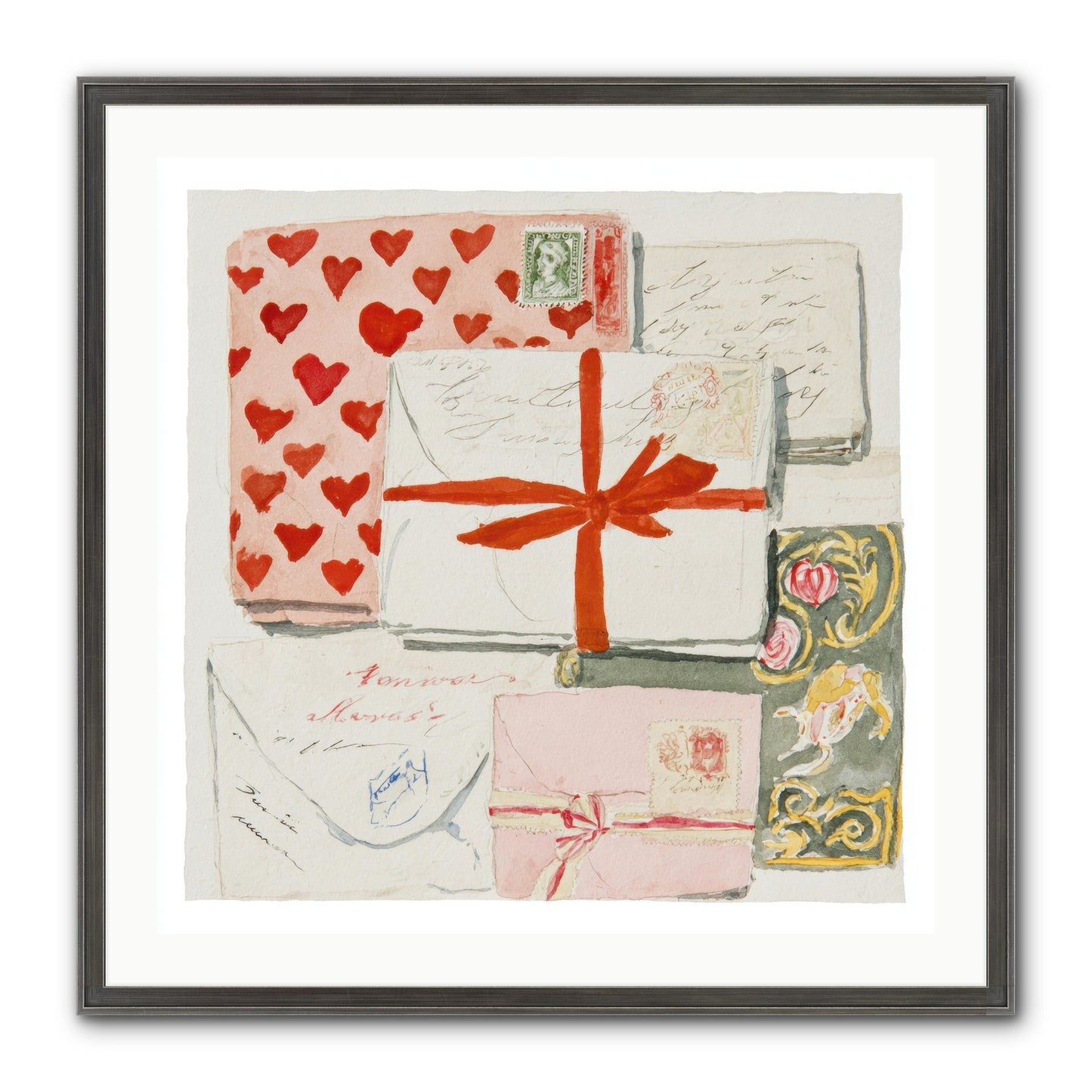 The Reading Club Of Hearts Framed Print - Slimwoods Black/Silver 30x30