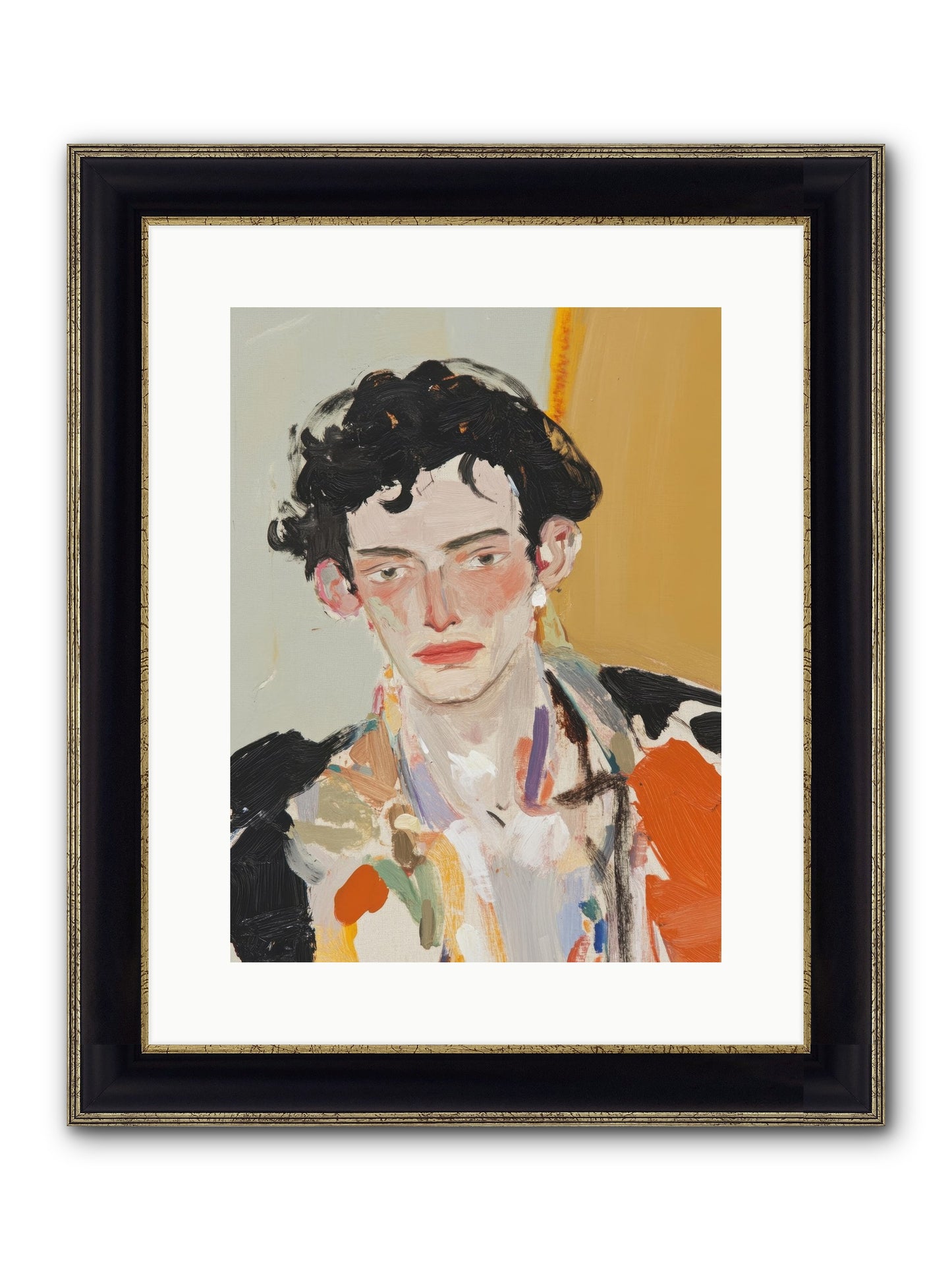 The Refined Figure Framed Print - Black & Gold 12x16