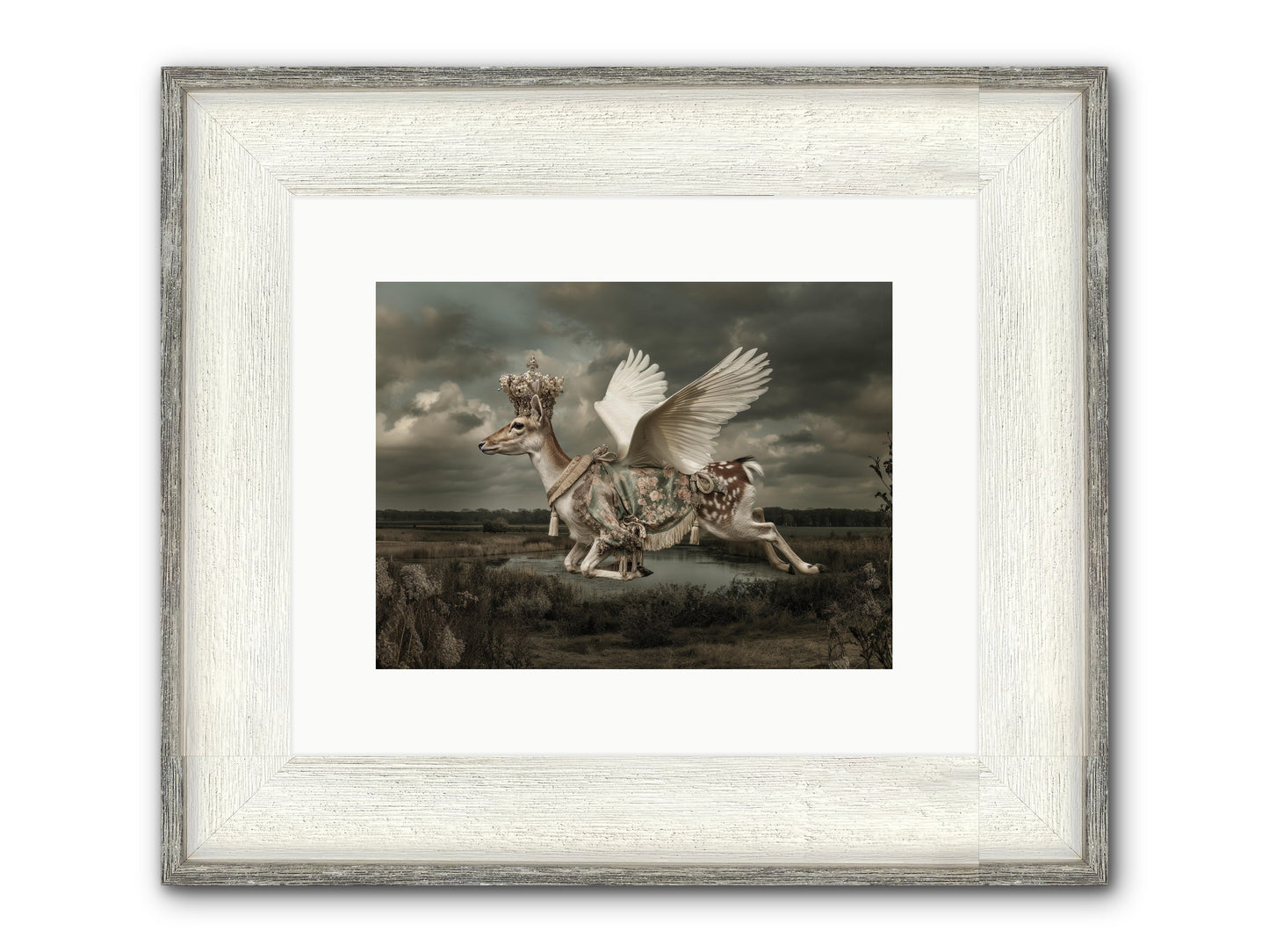 The River Wrote Its Name Framed Print - Driftwood White 12x9