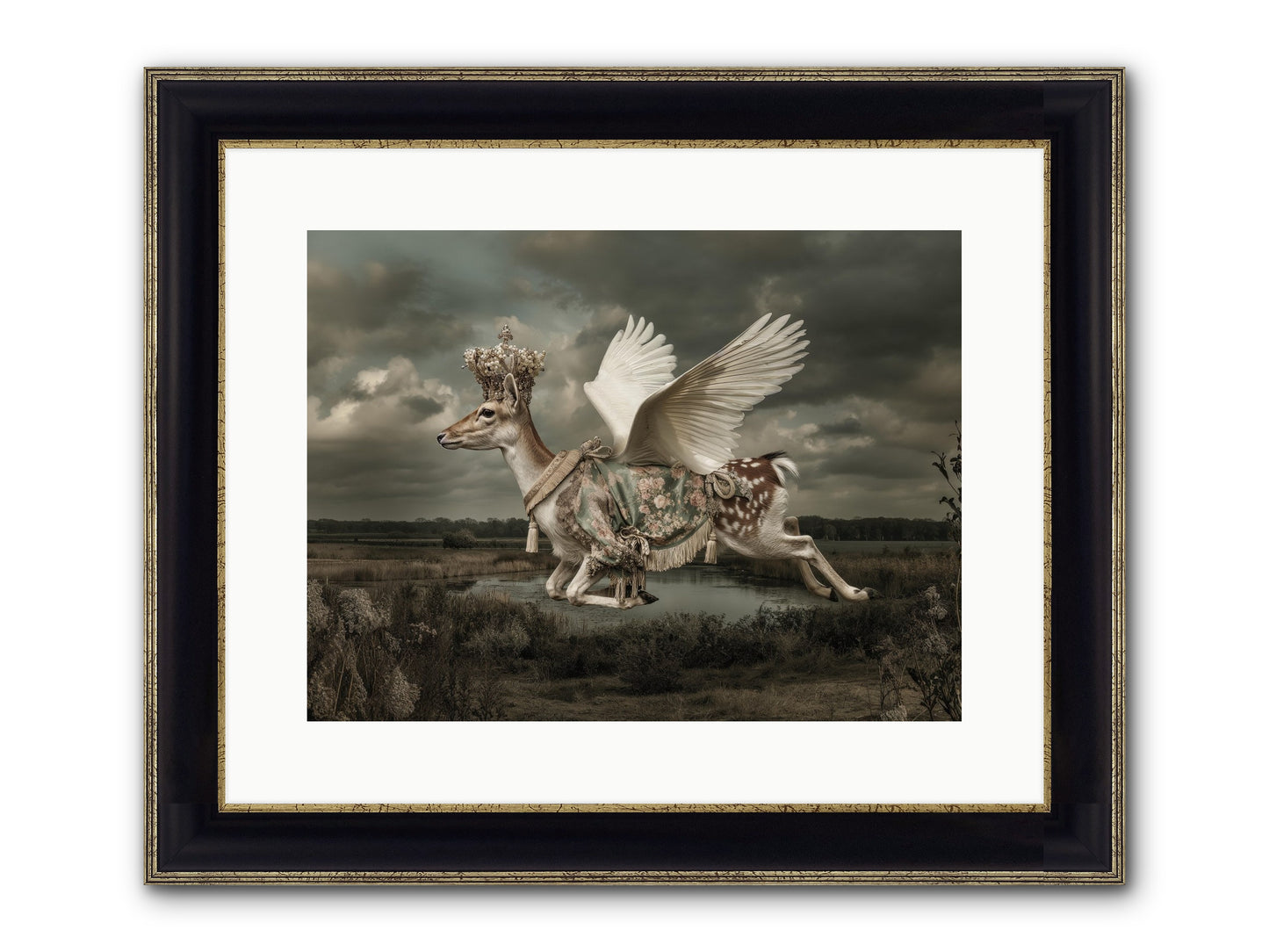 The River Wrote Its Name Framed Print - Black & Gold 16x12