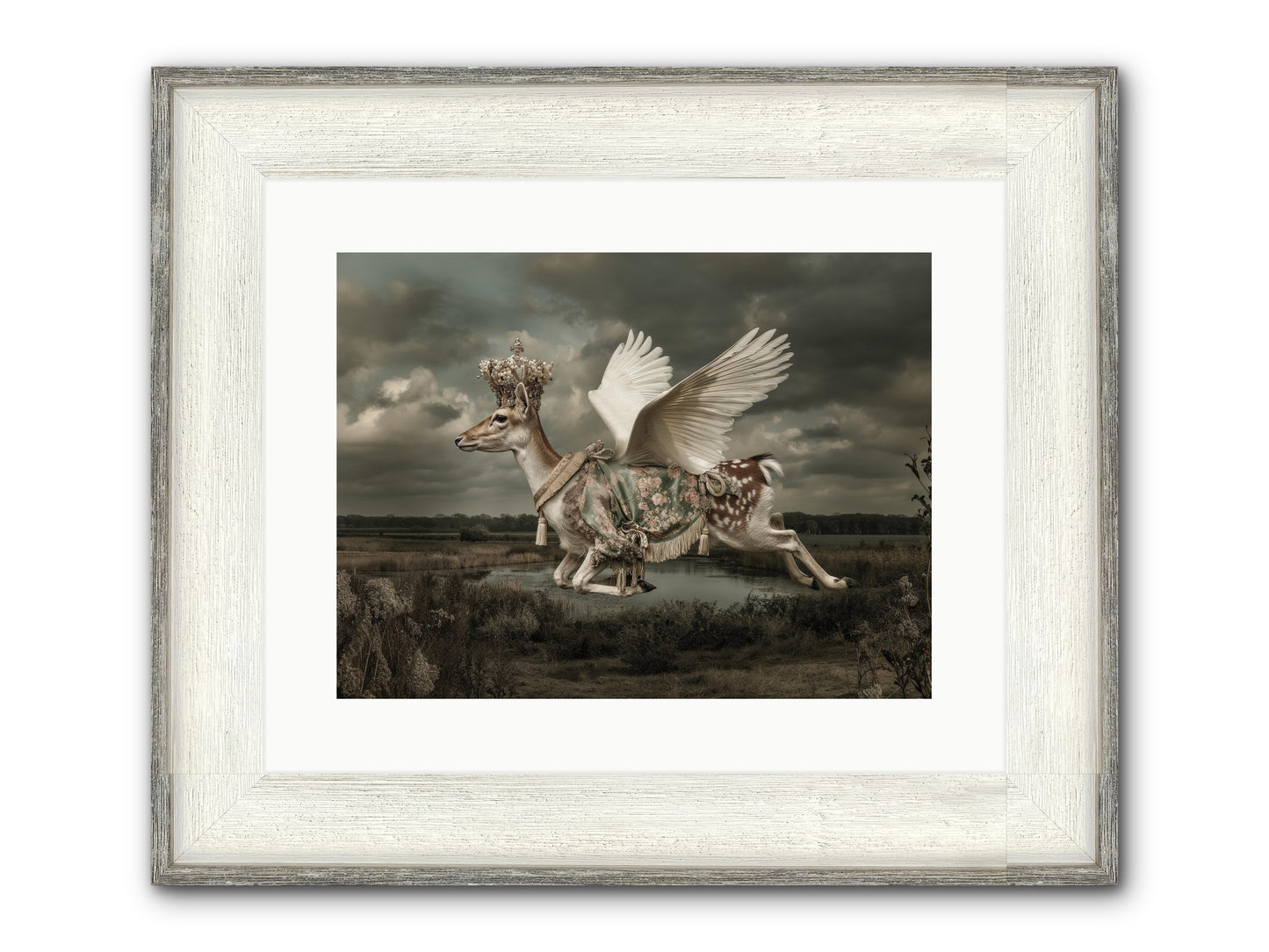 The River Wrote Its Name Framed Print - Driftwood White 16x12