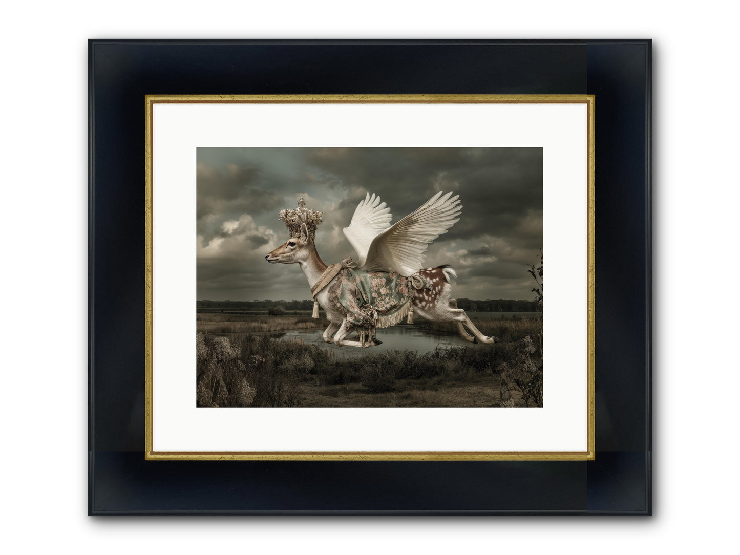 The River Wrote Its Name Framed Print - Wide Black w/Gold 16x12