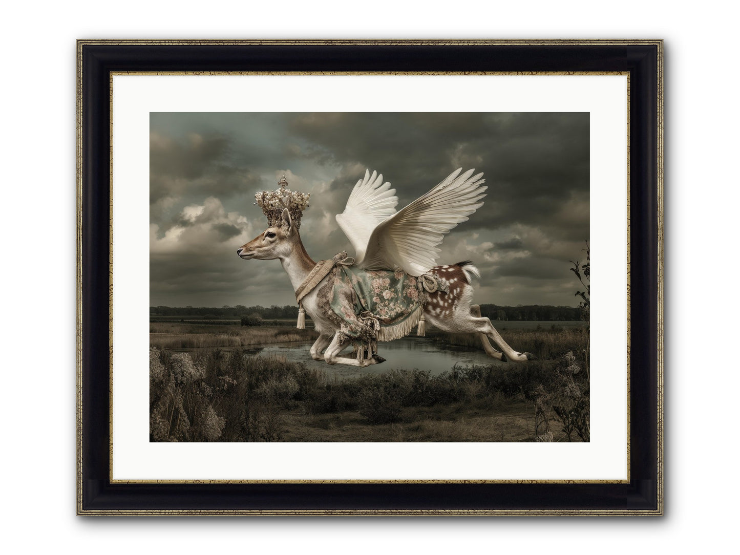 The River Wrote Its Name Framed Print - Black & Gold 24x18