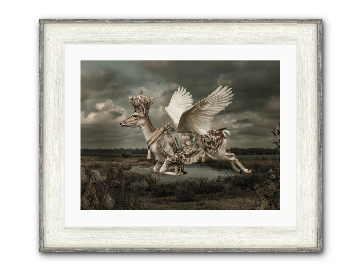 The River Wrote Its Name Framed Print - Driftwood White 24x18