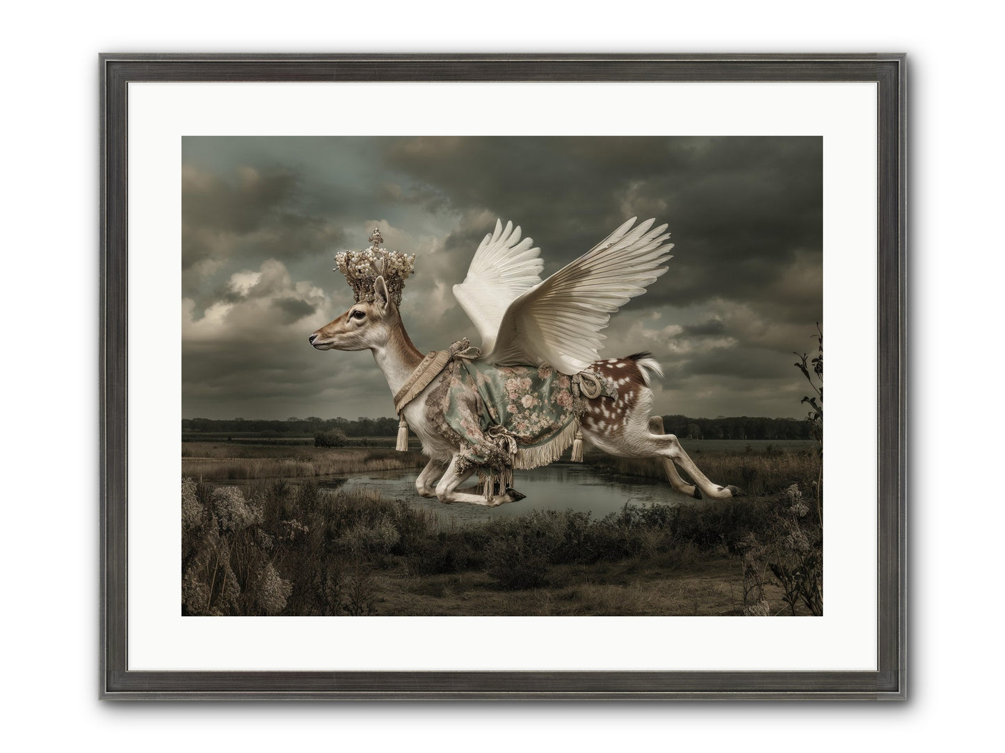 The River Wrote Its Name Framed Print - Slimwoods Black/Silver 24x18
