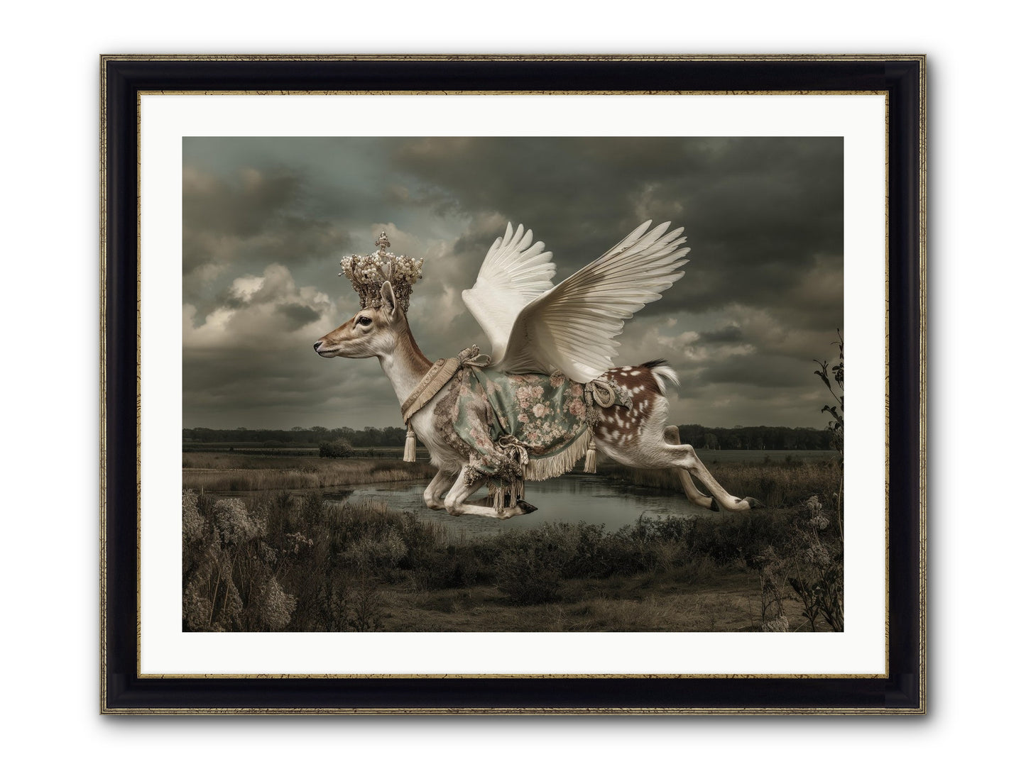 The River Wrote Its Name Framed Print - Black & Gold 32x24