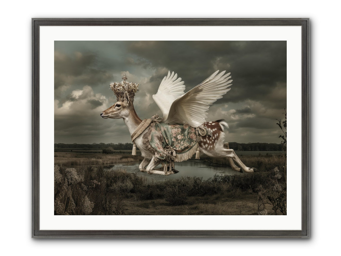 The River Wrote Its Name Framed Print - Slimwoods Black/Silver 32x24
