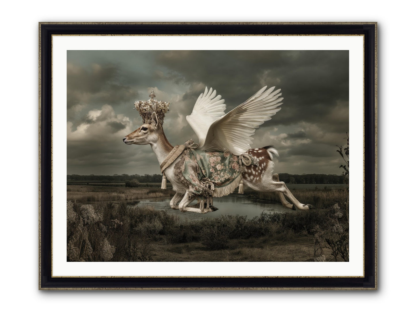 The River Wrote Its Name Framed Print - Black & Gold 40x30