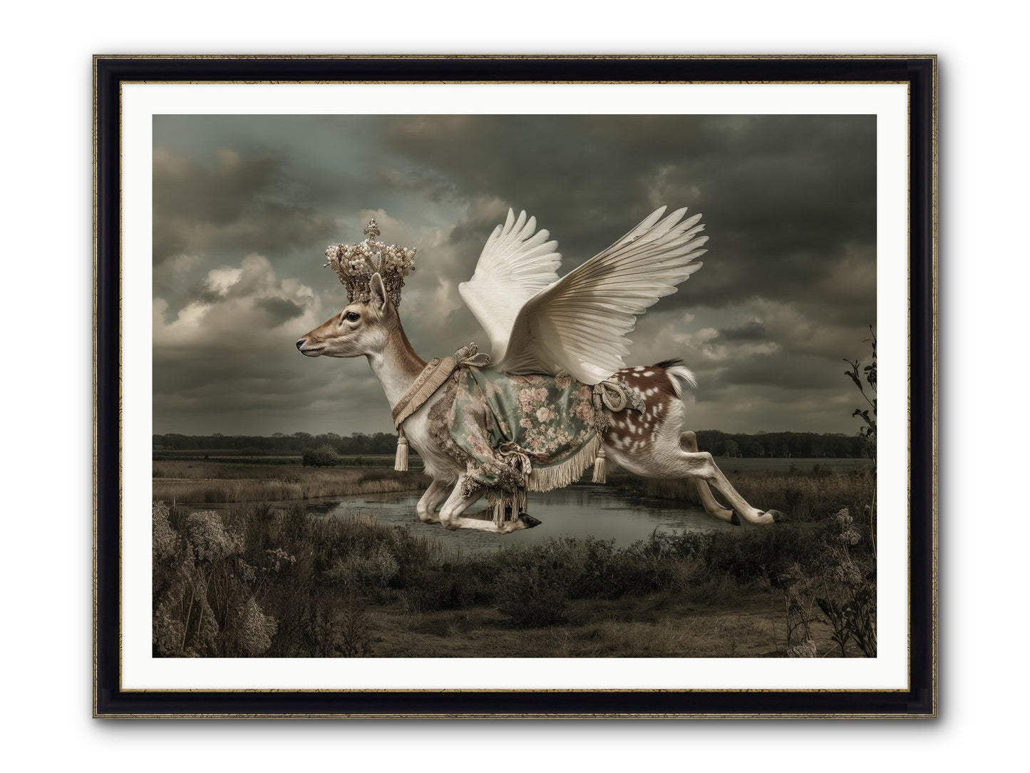 The River Wrote Its Name Framed Print - Black & Gold 48x36