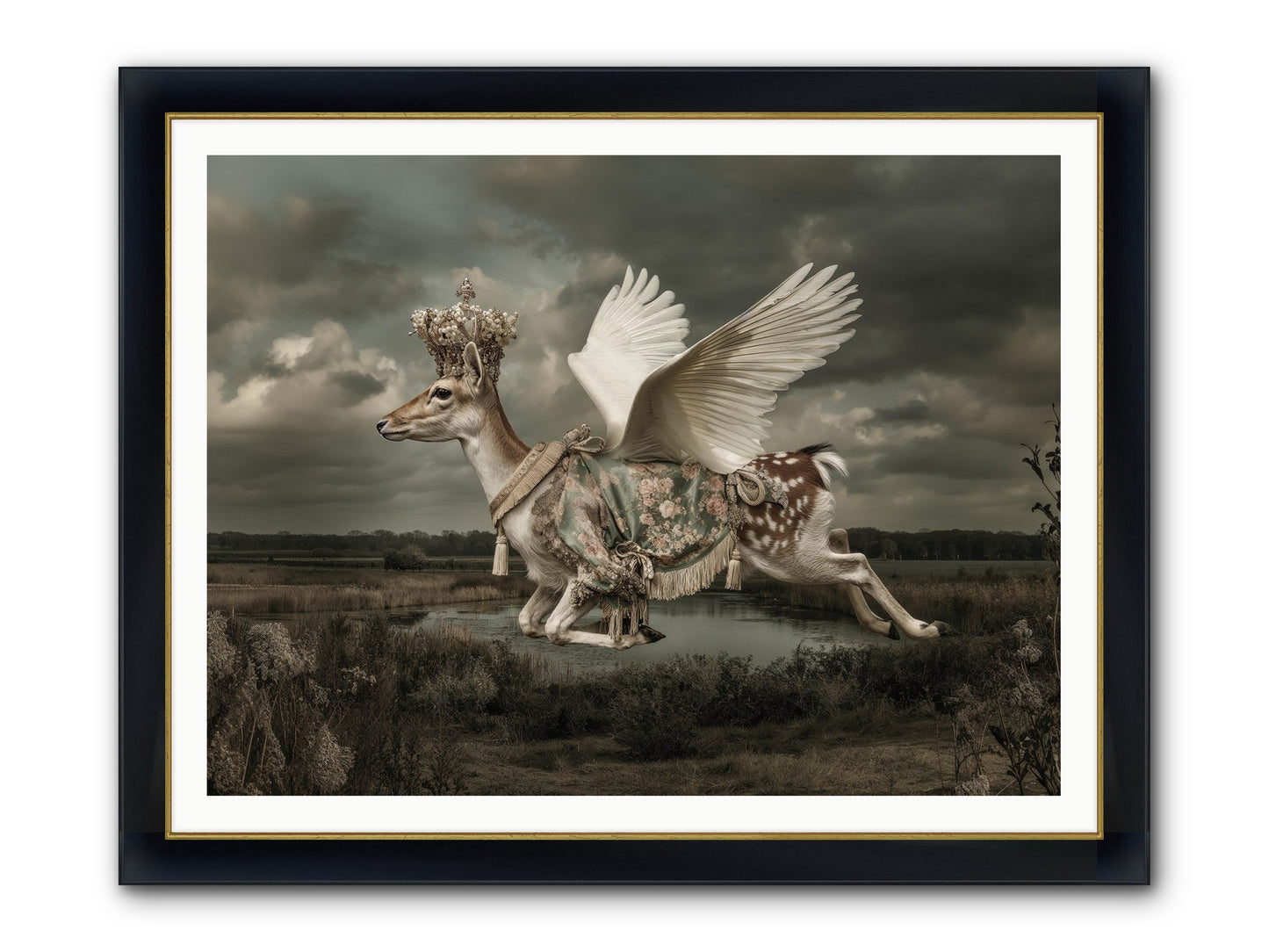 The River Wrote Its Name Framed Print - Wide Black w/Gold 48x36