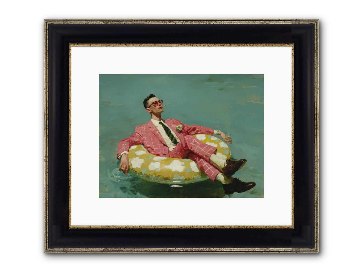 The Riviera Ledger Framed Print - Black & Gold 12x9