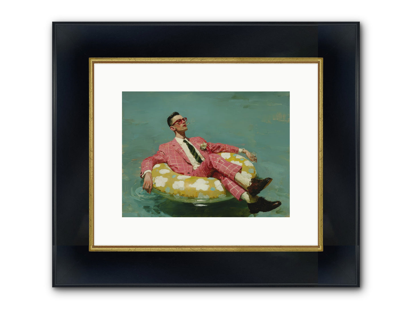 The Riviera Ledger Framed Print - Wide Black w/Gold 12x9