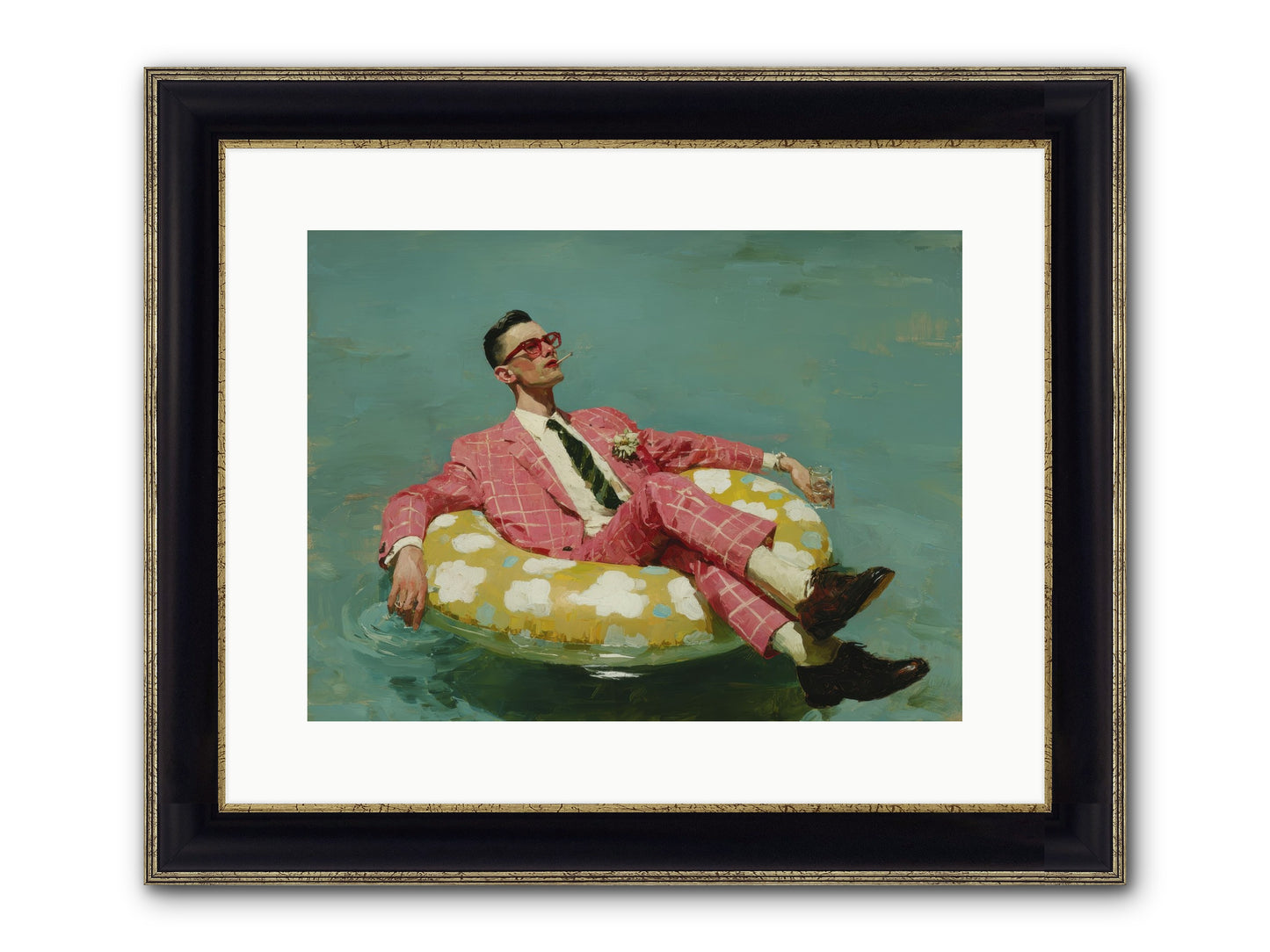 The Riviera Ledger Framed Print - Black & Gold 16x12
