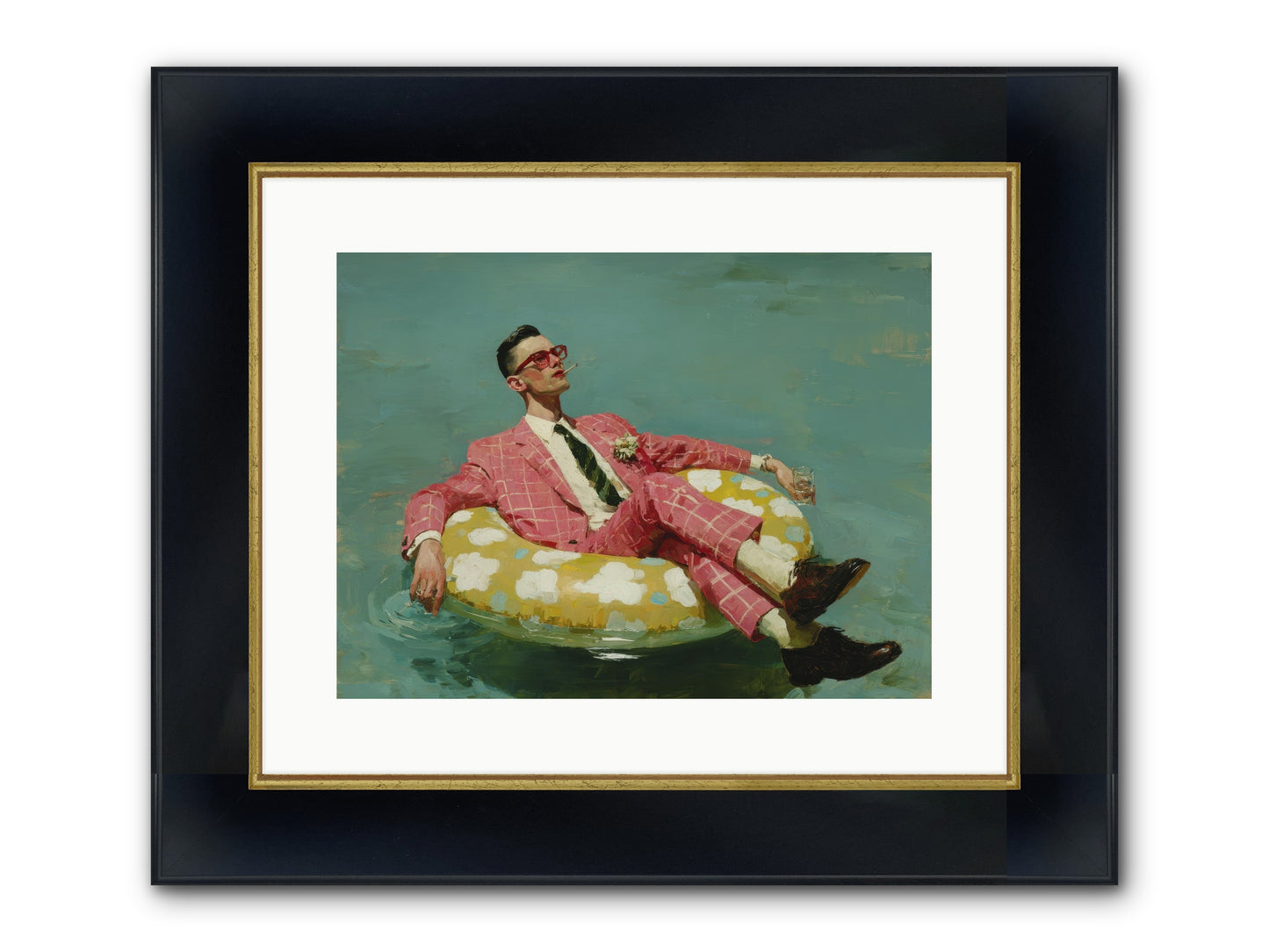 The Riviera Ledger Framed Print - Wide Black w/Gold 16x12
