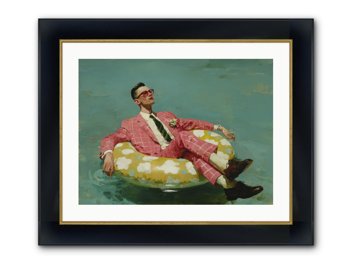 The Riviera Ledger Framed Print - Wide Black w/Gold 24x18