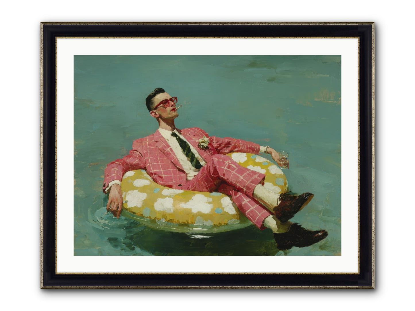 The Riviera Ledger Framed Print - Black & Gold 32x24
