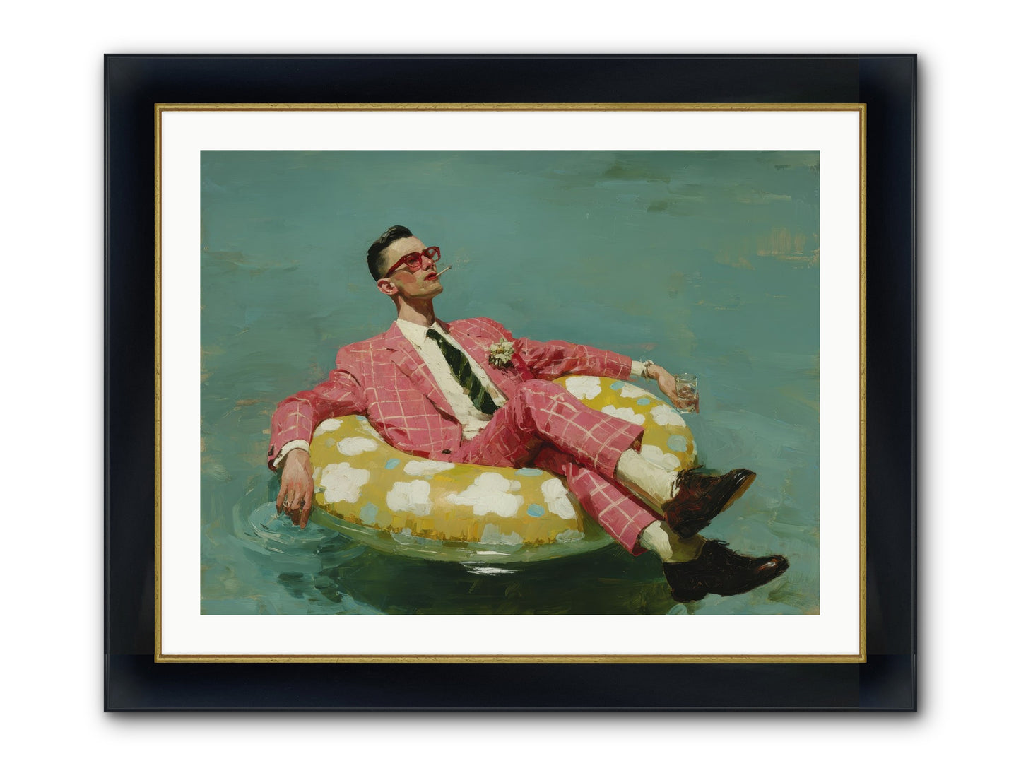 The Riviera Ledger Framed Print - Wide Black w/Gold 32x24