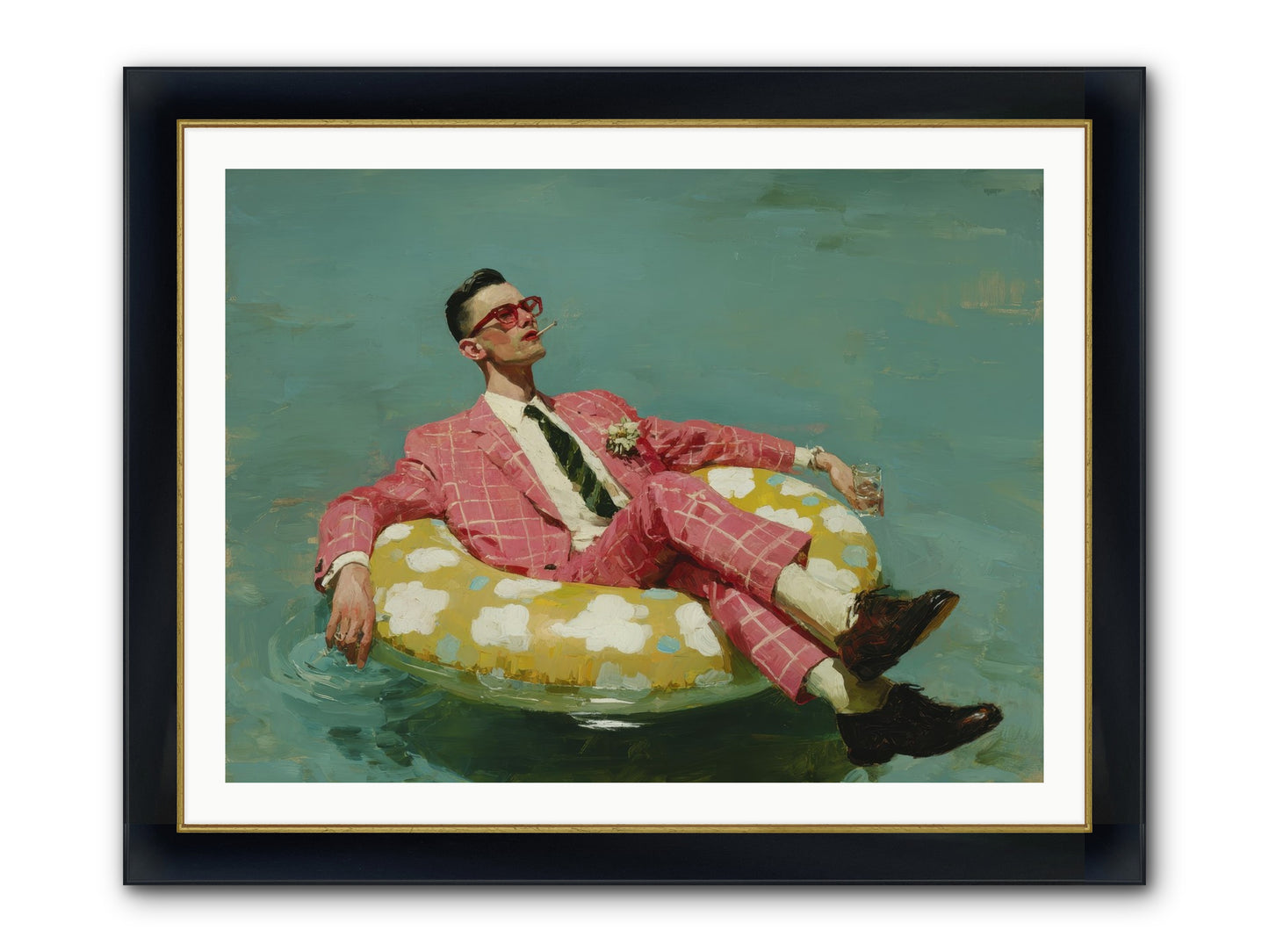 The Riviera Ledger Framed Print - Wide Black w/Gold 40x30