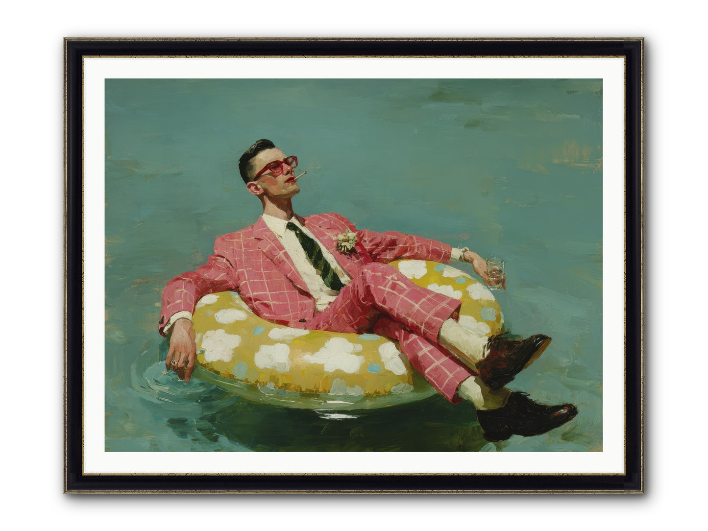 The Riviera Ledger Framed Print - Black & Gold 48x36