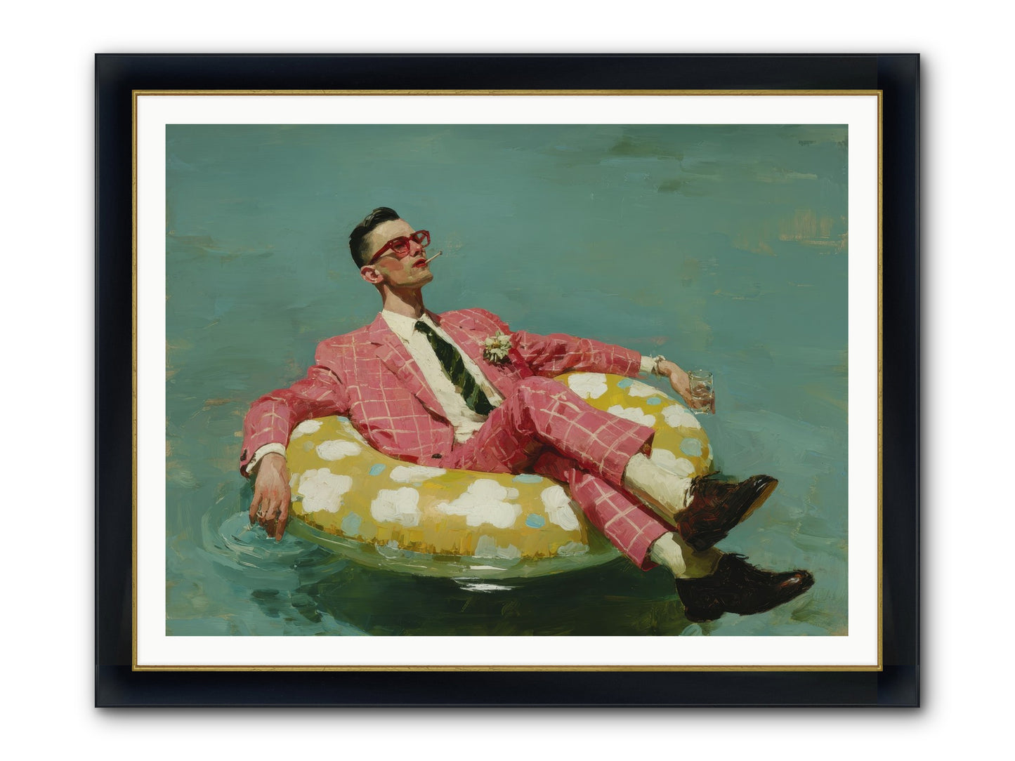 The Riviera Ledger Framed Print - Wide Black w/Gold 48x36