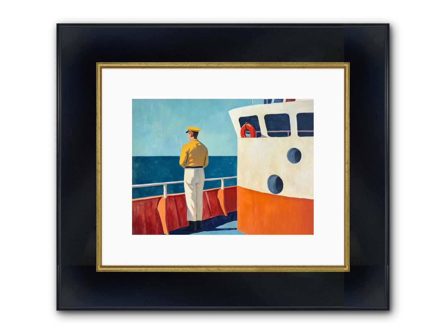 The Seafarer Framed Print - Wide Black w/Gold 12x9