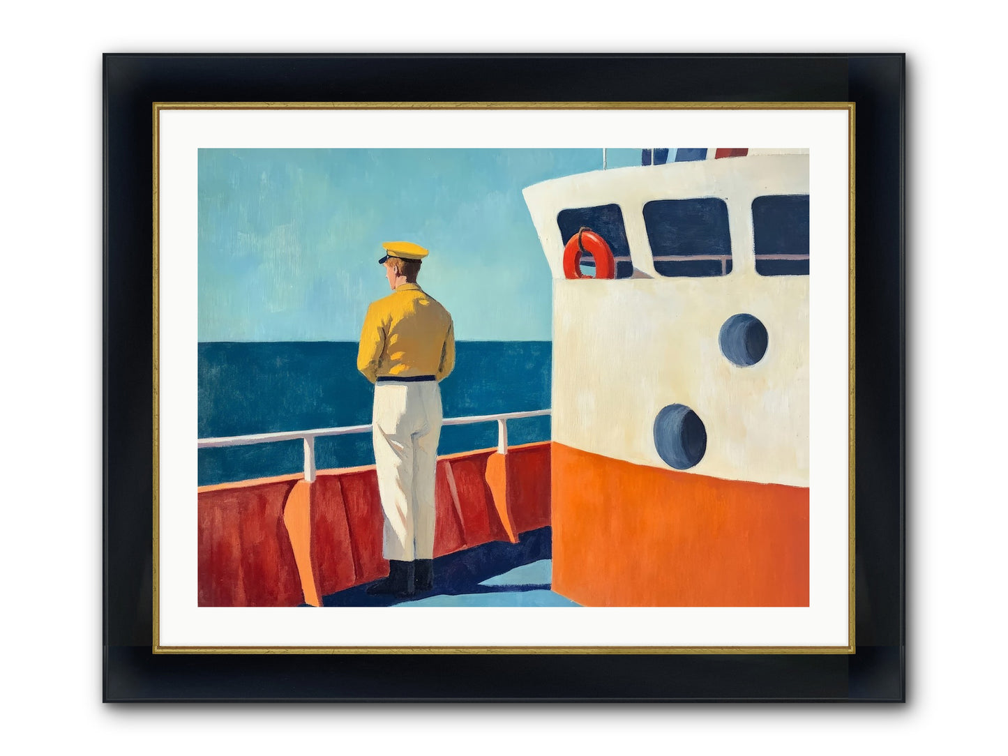 The Seafarer Framed Print - Wide Black w/Gold 32x24