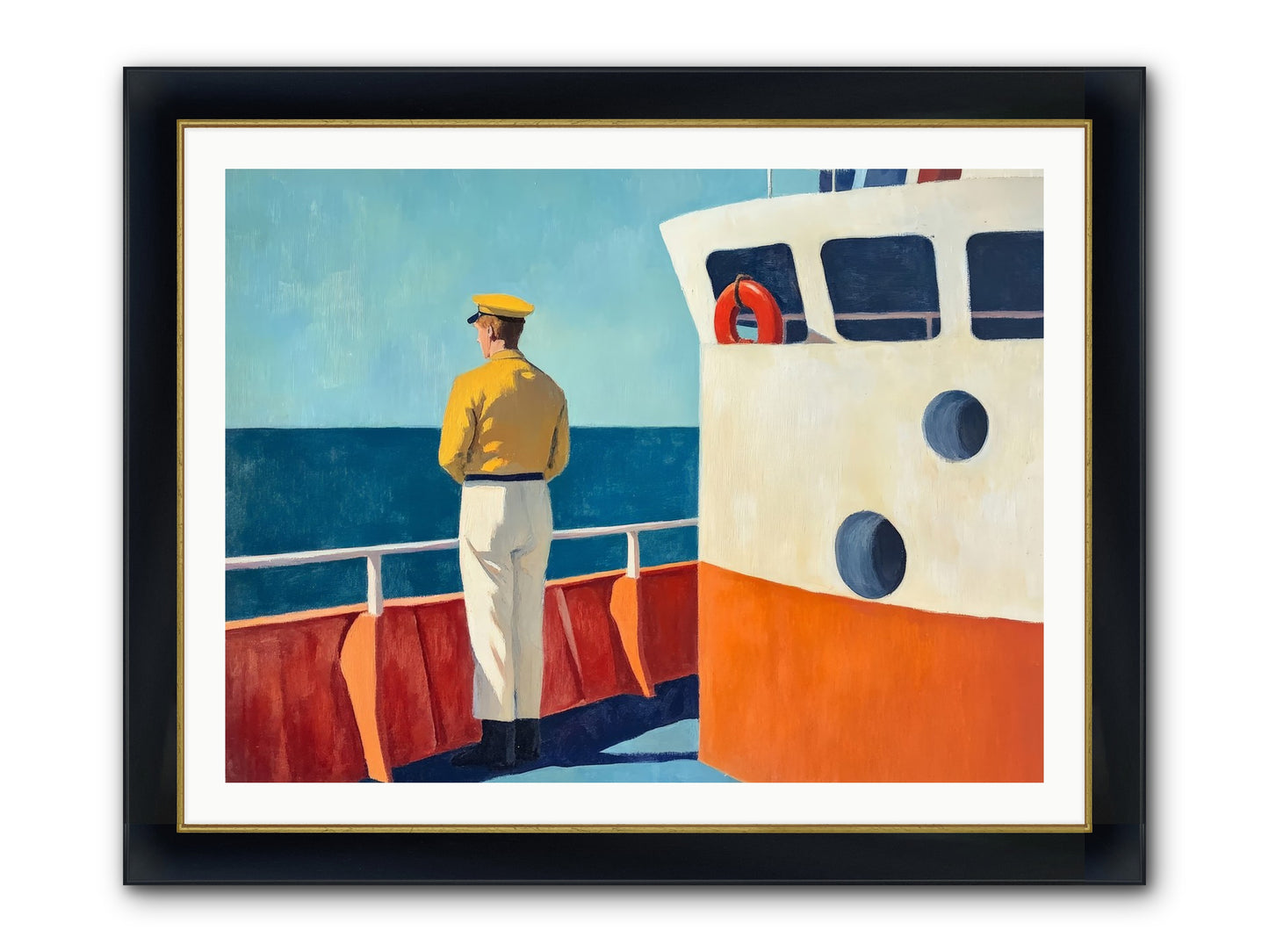 The Seafarer Framed Print - Wide Black w/Gold 40x30